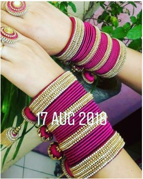 Bangle Set - Pink & Golden Bangle Set - Pink & Golden